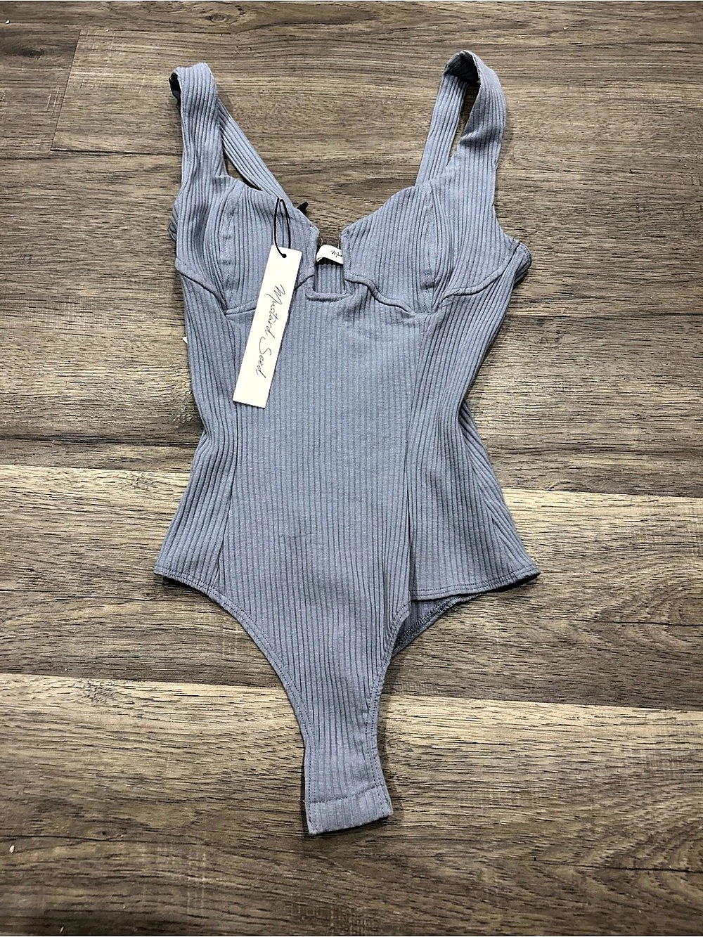 Mustard seed Ribbed One-Piece Swimsuit in Blue Size Small NWT